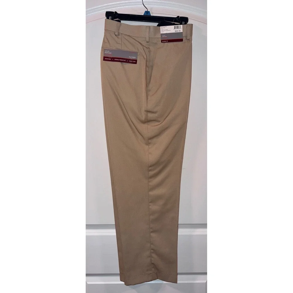 Louis Raphael Rosso Mens 36X29 Tan Classic Fit Flat Front Dress‎ Pants NWT